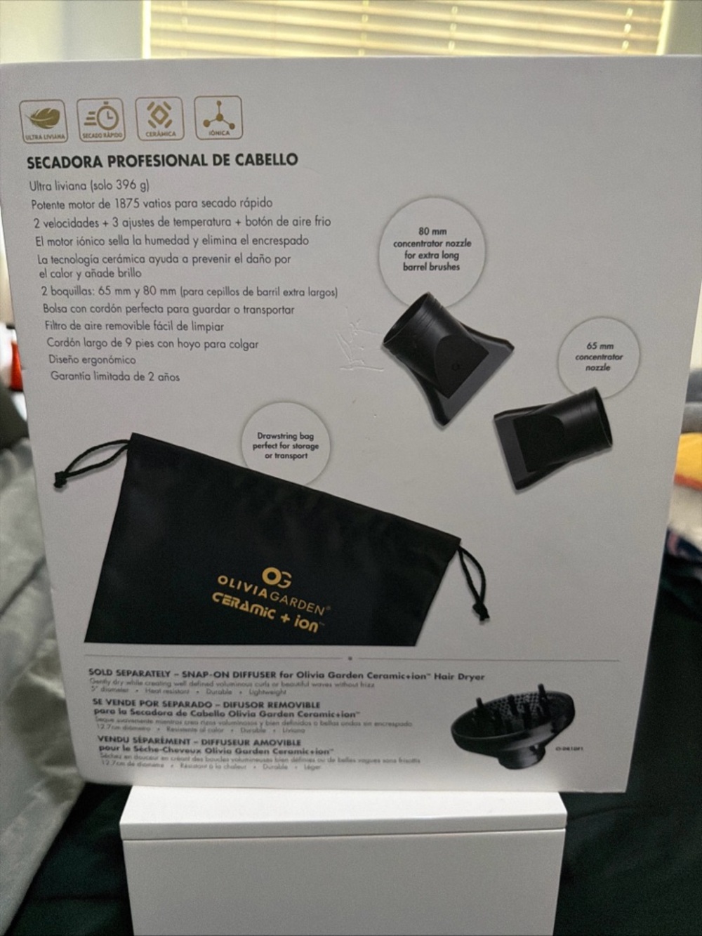 Olivia garden Professional Ceramic + Ion Hair Dryer - Black/Gold new - Picture 3 of 3